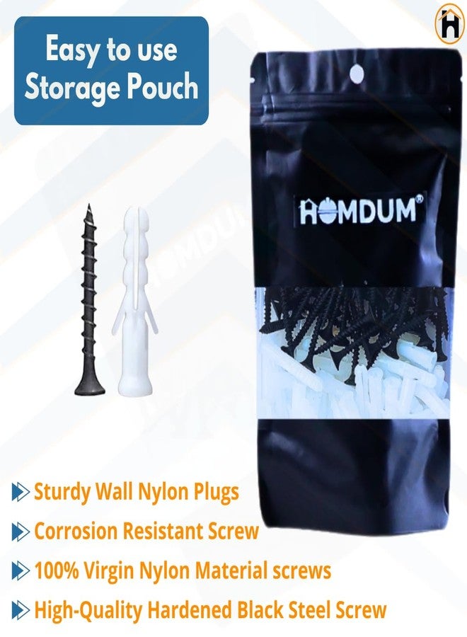 Homdum سدادة نايلون هومدوم مع براغي مقاس 1 بوصة (برغي 25 مم مع غلاف بلاستيكي) عبوة من 200 قطعة. (1") - Image 5